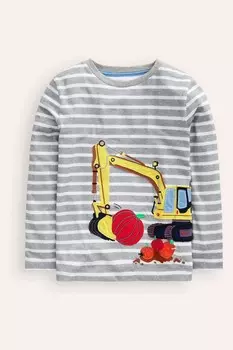 Футболка с изображением тыквенного копателя Lift The Flap из 100% хлопка Boden, серый