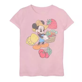 Футболка с изображением улыбающейся улыбающейся девочки для девочек 7–16 лет Disney Mickey Farming Fruits & Veggies Disney