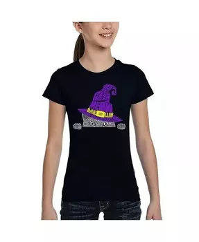 Футболка с изображением ведьмы и кошки Word Art для девочек La Pop Art, синий