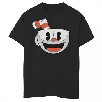 Футболка с изображением видеоигры для мальчиков 8–20 лет Cuphead с большим улыбающимся лицом Licensed Character