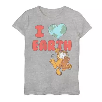 Футболка с изображением воздушного шара Garfield I Heart Earth для девочек 7–16 лет Licensed Character