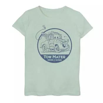 Футболка с изображением значка «Тачки» Disney/Pixar для девочек 7–16 лет Tow Mater Salvage Badge Disney / Pixar