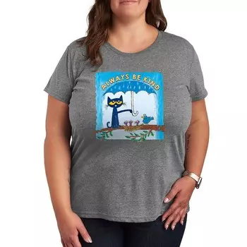 Футболка с изображением зонтика Plus Pete The Cat Always Be Kind Licensed Character, цвет Heather Gray