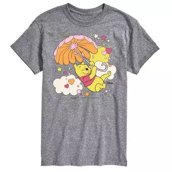 Футболка с изображением зонтики Disney's Winnie the Pooh Big & Tall Pooh Licensed Character, серый