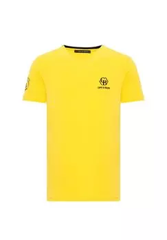 Футболка с изящными логотипами бренда CIPO & BAXX, желтый