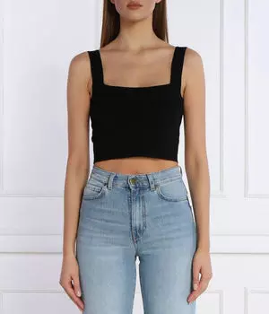 Футболка с изюминкой Cropped fit Weekend Max Mara, черный