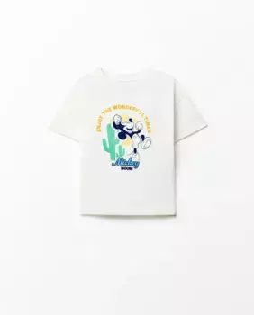 Футболка с кактусом Микки Sfera, кремово-белый