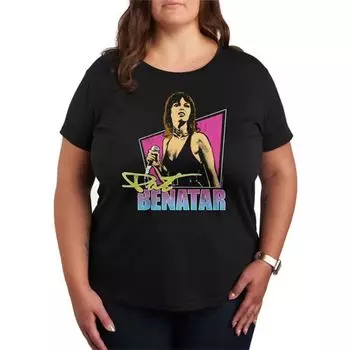 Футболка с камеей от Pat Benatar большого размера Licensed Character, черный