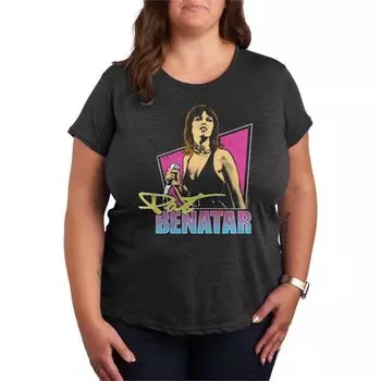 Футболка с камеей от Pat Benatar большого размера Licensed Character, серый