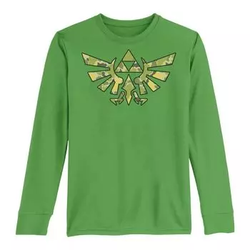 Футболка с камуфляжным логотипом Nintendo Legend Of Zelda Tri Force Tri Force для мальчиков 8–20 лет и графическим рисунком с длинными рукавами Licensed Character
