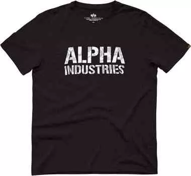 Футболка с камуфляжным принтом Alpha Industries, черно-белый