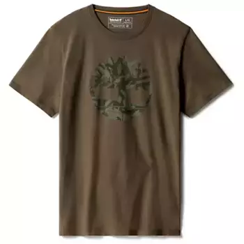 Футболка с камуфляжным принтом и логотипом Timberland, хаки