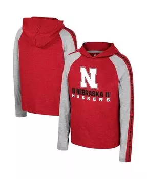 Футболка с капюшоном и длинными рукавами Big Boys Scarlet Nebraska Huskers Ned Raglan Colosseum, красный