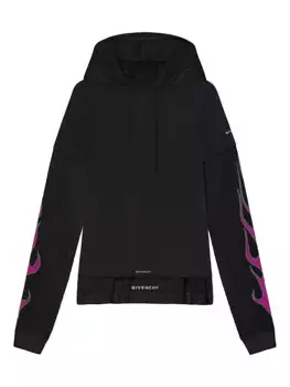 Футболка с капюшоном и нахлестом из хлопка и сетки Givenchy, черный