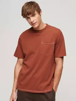 Футболка с карманами и контрастной строчкой Superdry, копченая корица