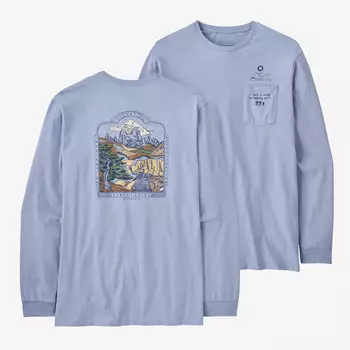 Футболка с карманами из переработанного хлопка с длинными рукавами «50 лет» Patagonia, цвет The Long View: Pale Periwinkle