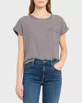 Футболка с карманами Keep On Rolling MOTHER, цвет Cream And Navy Stripe