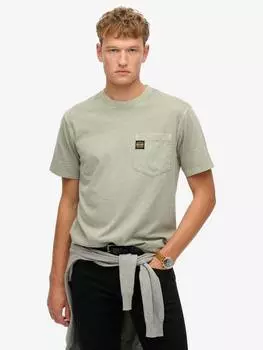 Футболка с карманами с контрастной строчкой Superdry, цвет Washed Sage Green