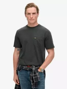 Футболка с карманами с контрастной строчкой Superdry, цвет Washed Black