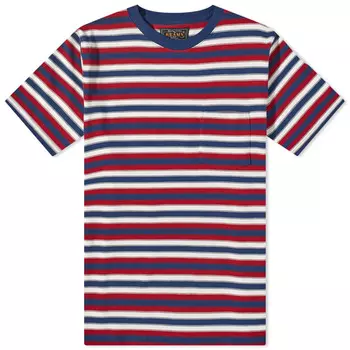 Футболка с карманами в несколько полосок Beams Plus, синий