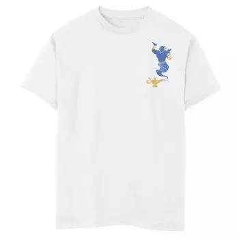 Футболка с карманной лампой и логотипом Disney's Aladdin для мальчиков 8–20 лет Live Action Genie's Disney, белый