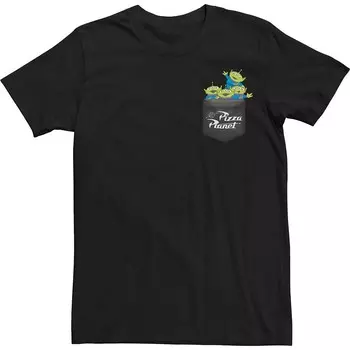Футболка с карманом Big & Tall Disney/Pixar Toy Story Aliens Pizza Planet Licensed Character, черный