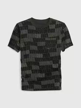 Футболка с карманом и логотипом по всей поверхности Gap, цвет black/grey