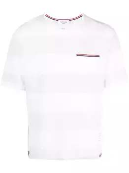 Футболка с карманом и полосками RWB THOM BROWNE, серый