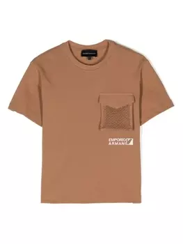 Футболка с карманом карго Emporio Armani Kids, коричневый