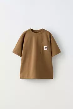 Футболка с карманом с этикеткой ZARA, светло-коричневый