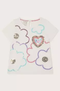 Футболка с карманом в форме сердца и пайетками Monsoon, бежевый