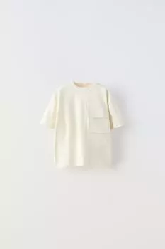 Футболка с карманом ZARA, белый