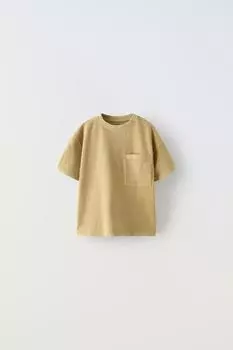 Футболка с карманом ZARA, оливково-зеленый
