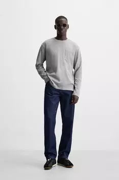 Футболка с карманом ZARA, серый мергель