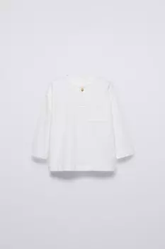 Футболка с карманом ZARA, устрично-белый