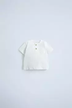 Футболка с карманом ZARA, устрично-белый