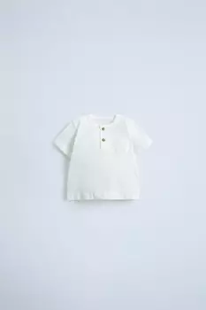 Футболка с карманом ZARA, устрично-белый