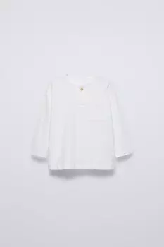 Футболка с карманом ZARA, устрично-белый