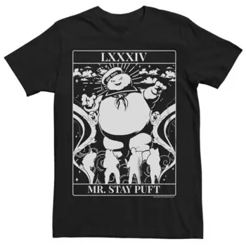 Футболка с картой Таро Big & Tall Ghostbusters Mr Stay Puft на Хэллоуин Licensed Character, черный