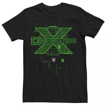 Футболка с киберграфической графикой Big & Tall WWE DX-Generation Licensed Character, черный