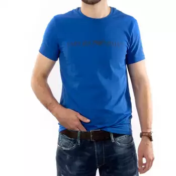 Футболка с классическим логотипом в виде лица Emporio Armani, синий