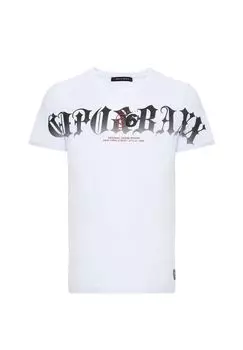 Футболка с классным фирменным принтом CIPO & BAXX, белый