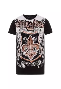 Футболка с классным принтом герба CIPO & BAXX, черный
