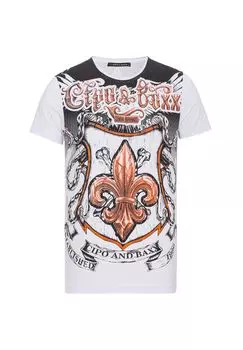 Футболка с классным принтом герба CIPO & BAXX, белый