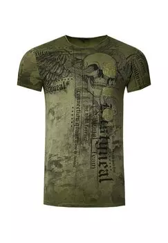 Футболка с классным принтом по всей поверхности RUSTY NEAL, хаки