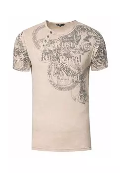 Футболка с классным принтом RUSTY NEAL, бежевый
