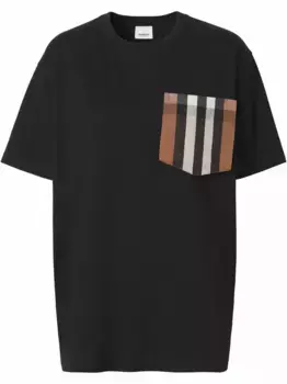 Футболка с клетчатым карманом BURBERRY, черный