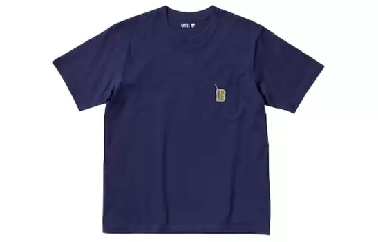 Футболка с кобрендингом «Детектив Конан», унисекс, темно-синяя Uniqlo, синий