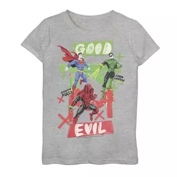 Футболка с коллажем и рисунком DC Comics для девочек 7–16 лет «Лига Справедливости Добро и Зло» DC Comics