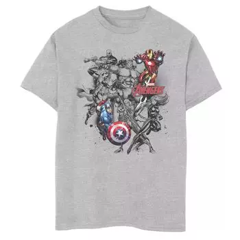 Футболка с коллажем и рисунком Marvel Avengers для мальчиков 8–20 лет Marvel